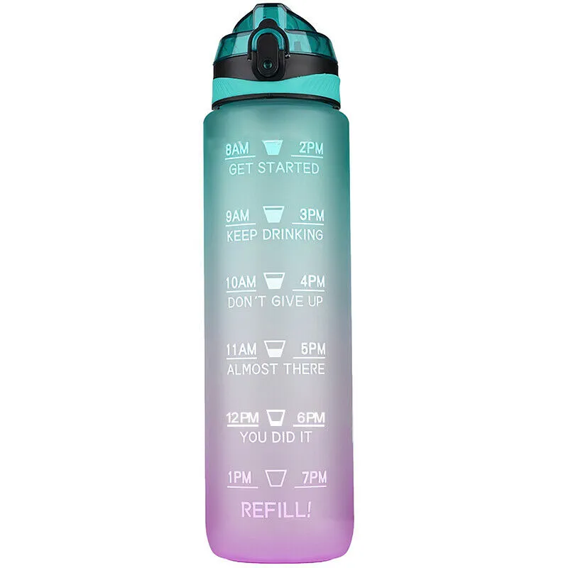 1000ml Gradient Color Water Bottles with Locking Cap Leak