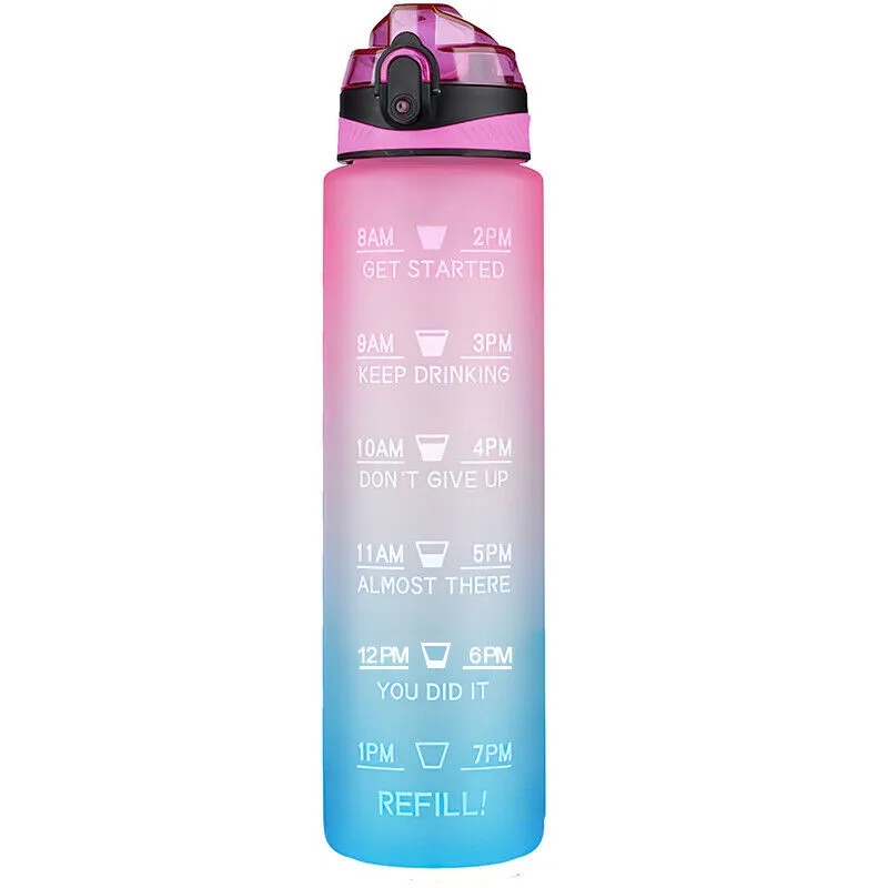 1000ml Gradient Color Water Bottles with Locking Cap Leak