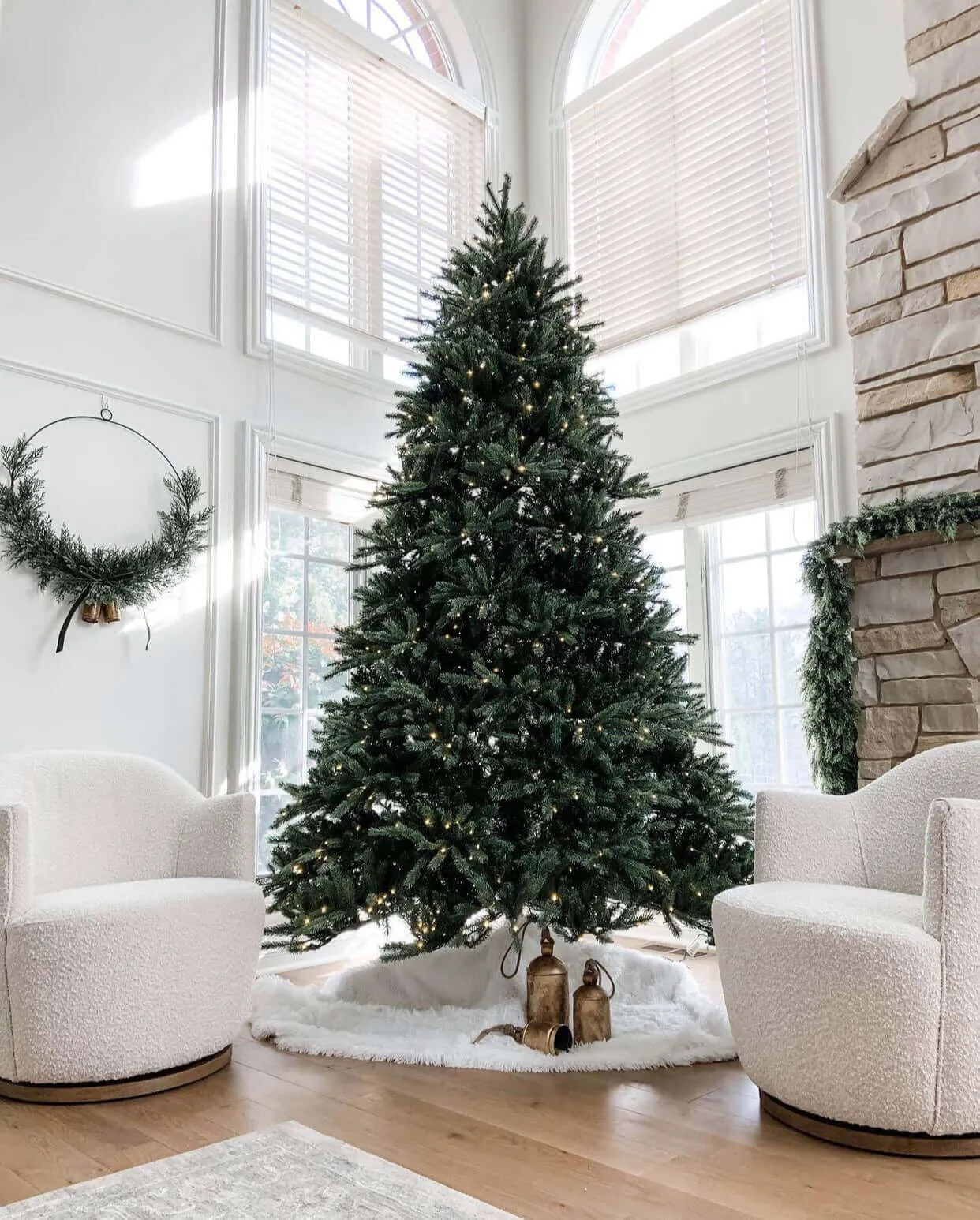 12-Foot King Fraser Fir Artificial Christmas Tree with 2300 Warm White and Multi-Color LED Lights - Perfect for Holiday Decorating!