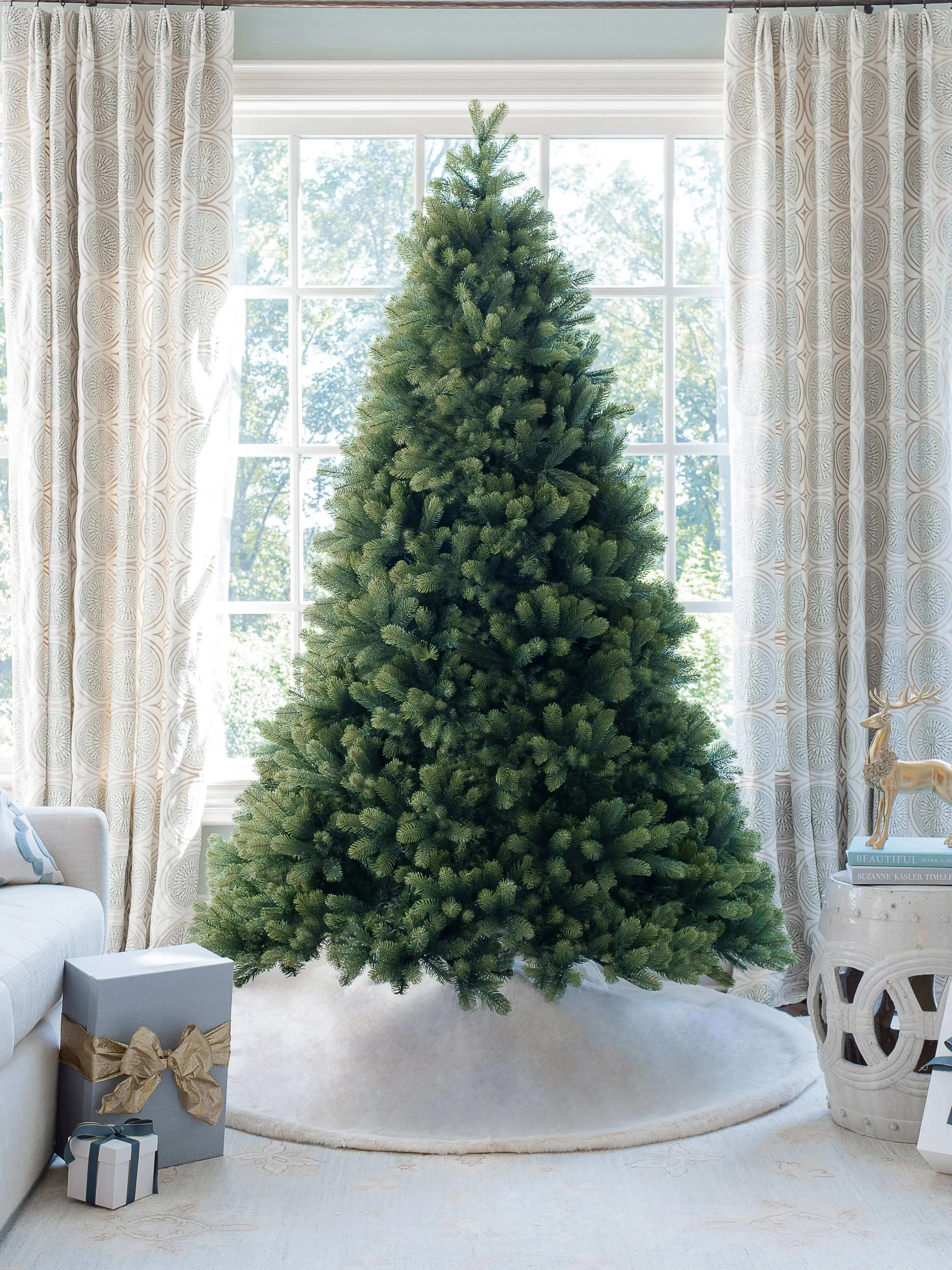 12' Royal Fir Artificial Christmas Tree with 2000 Warm White & Multi-Color LED Lights