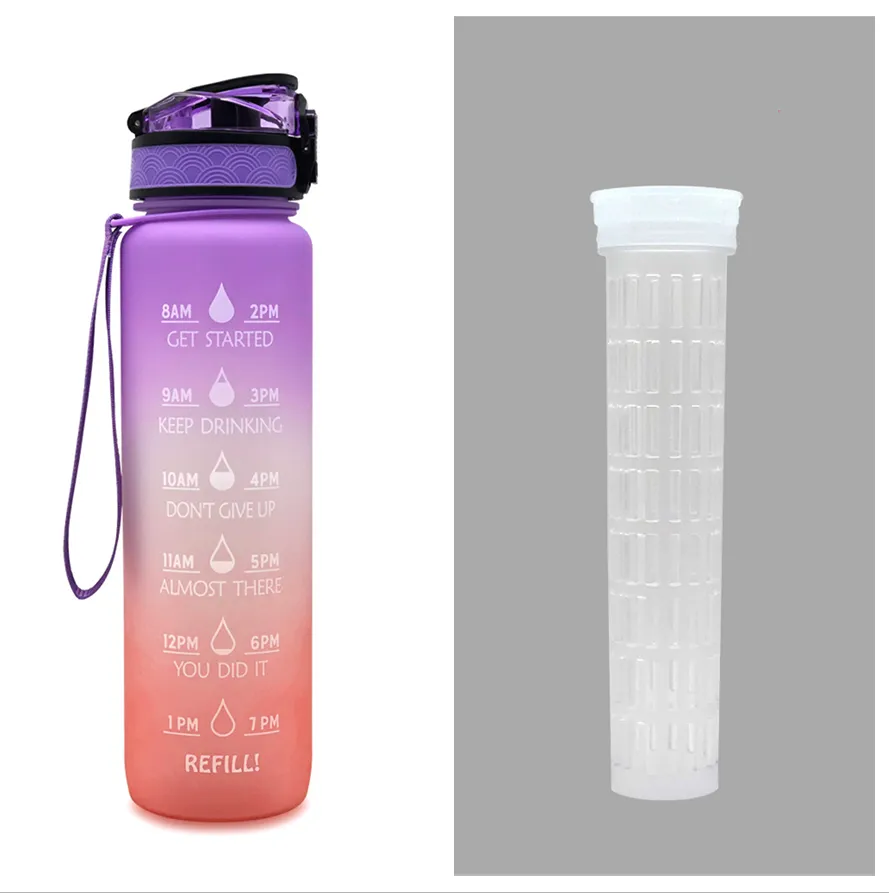 1L Tritan Water Bottle With Time Marker Bounce Cover Motivational Water Bottle Cycling Leakproof Cup For Sports Fitness Bottles