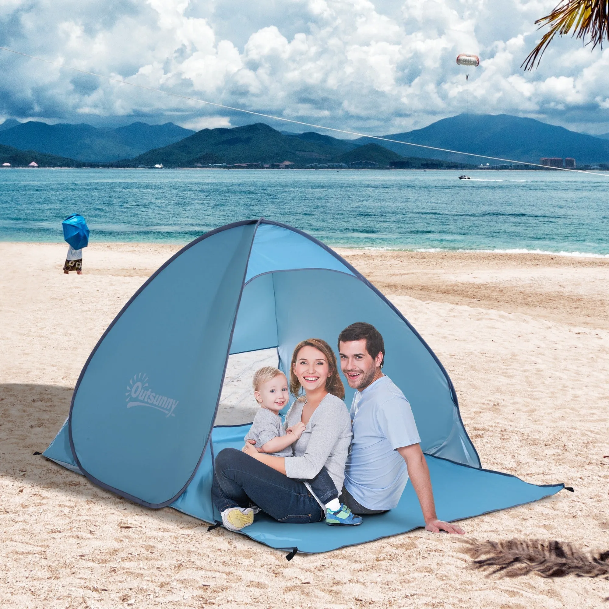 2 Person Pop Up UV Shelter Shade-Blue