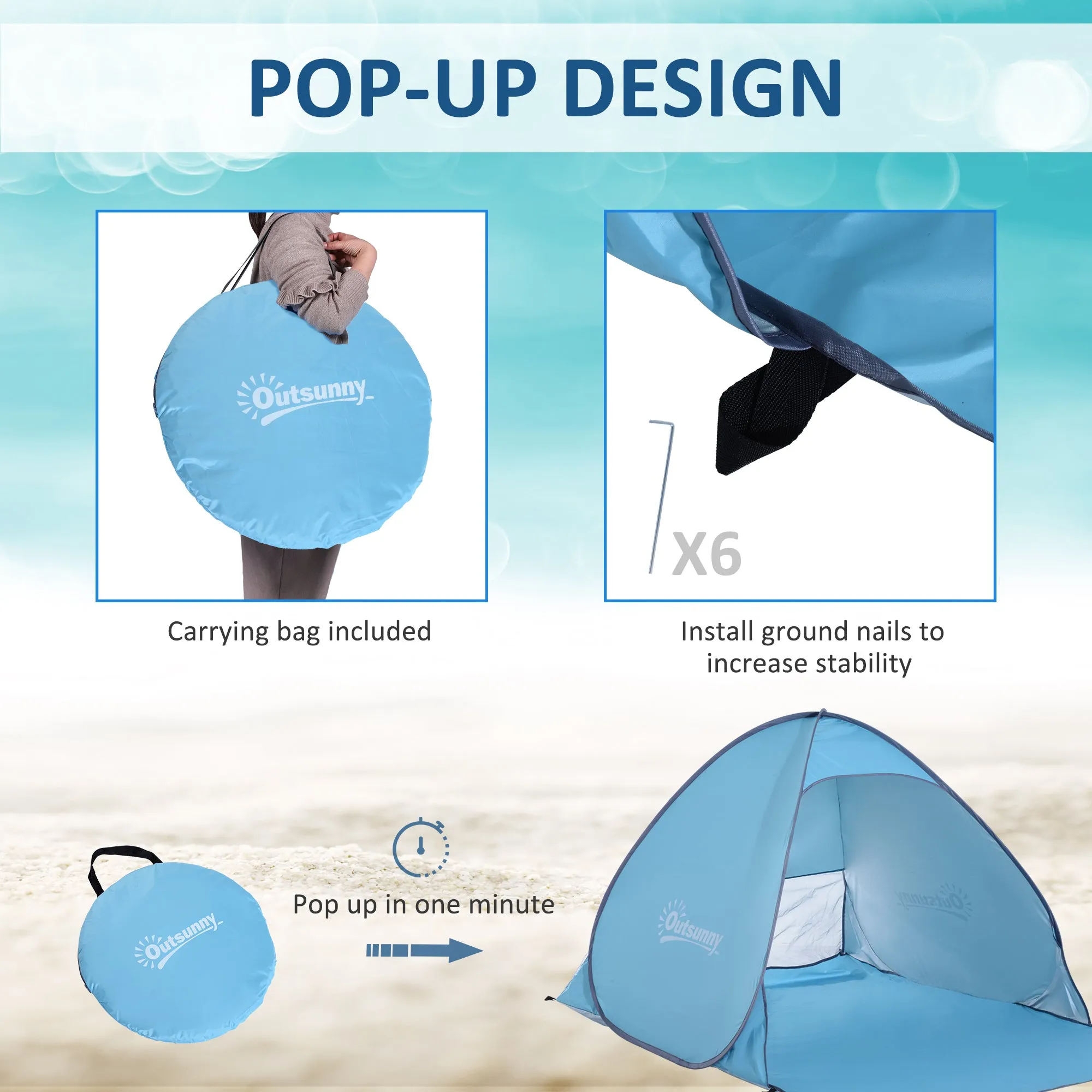 2 Person Pop Up UV Shelter Shade-Blue