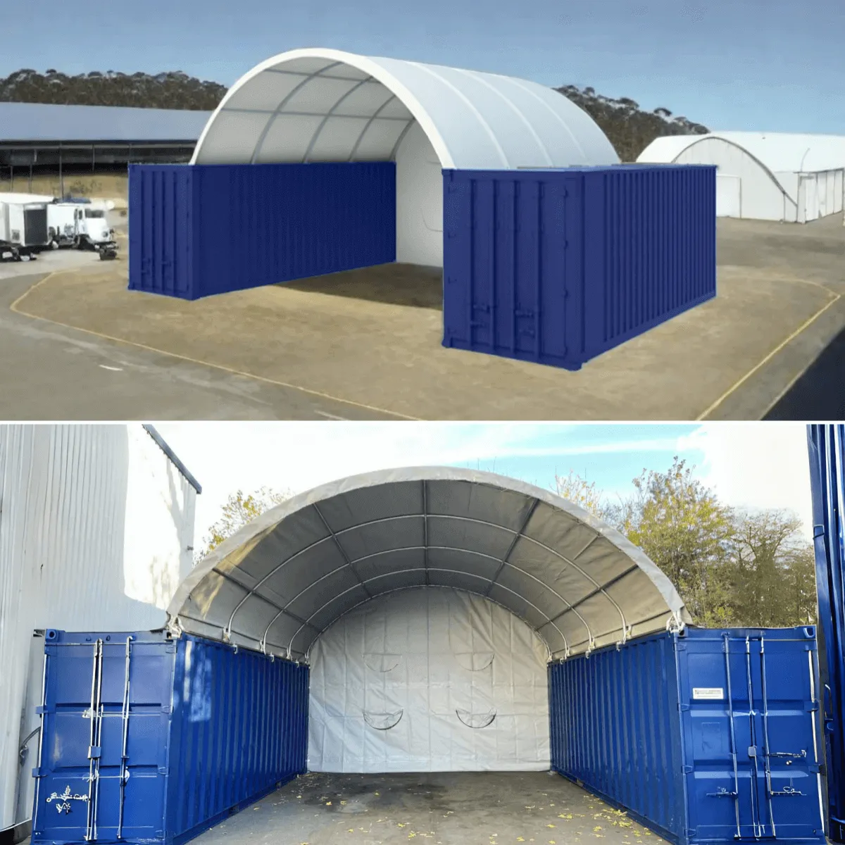 20x20 ft Container Shelter with Closed Back Panel