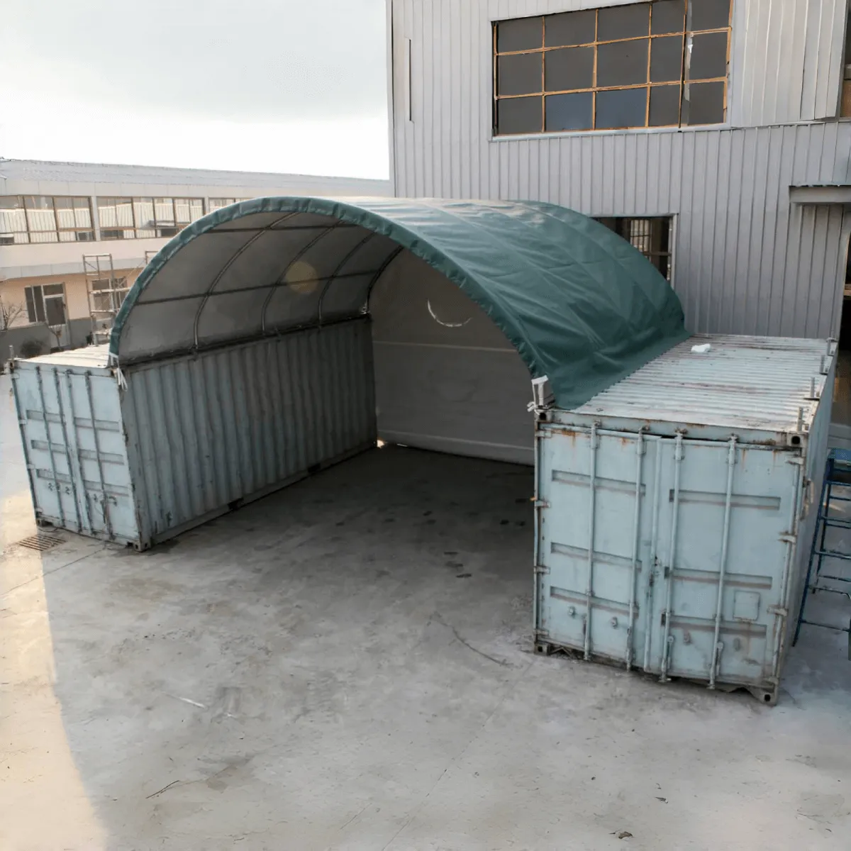 20x20 ft Container Shelter with Closed Back Panel