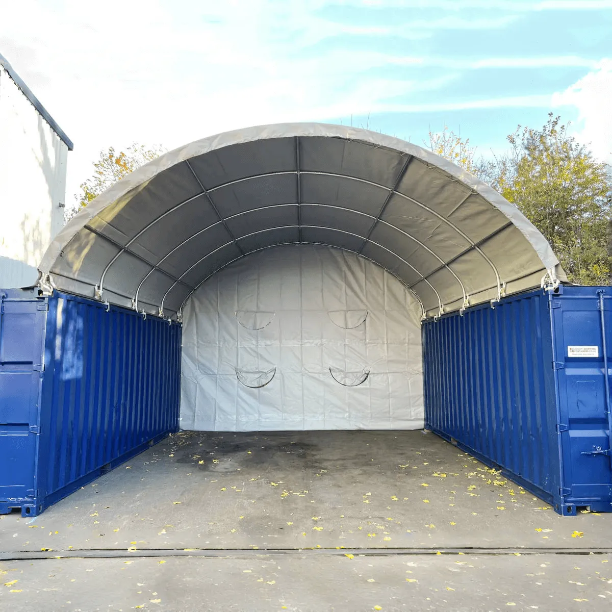 20x20 ft Container Shelter with Closed Back Panel