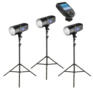 3 x Godox AD600Pro Witstro Studio Flash Strobe Light & Stand Kit with XPro Trigger - Bundle