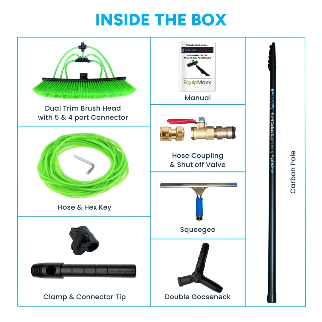 30 Foot Carbon Water Fed Pole Kit with Brush and Squeegee