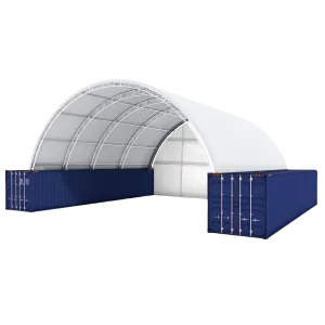 40x40x15 ft Container Shelter with Closed Back Panel