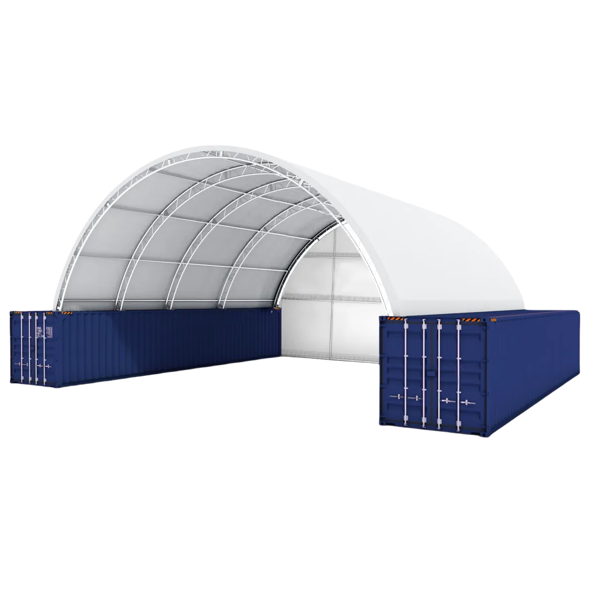 40x40x15 ft Container Shelter with Closed Back Panel