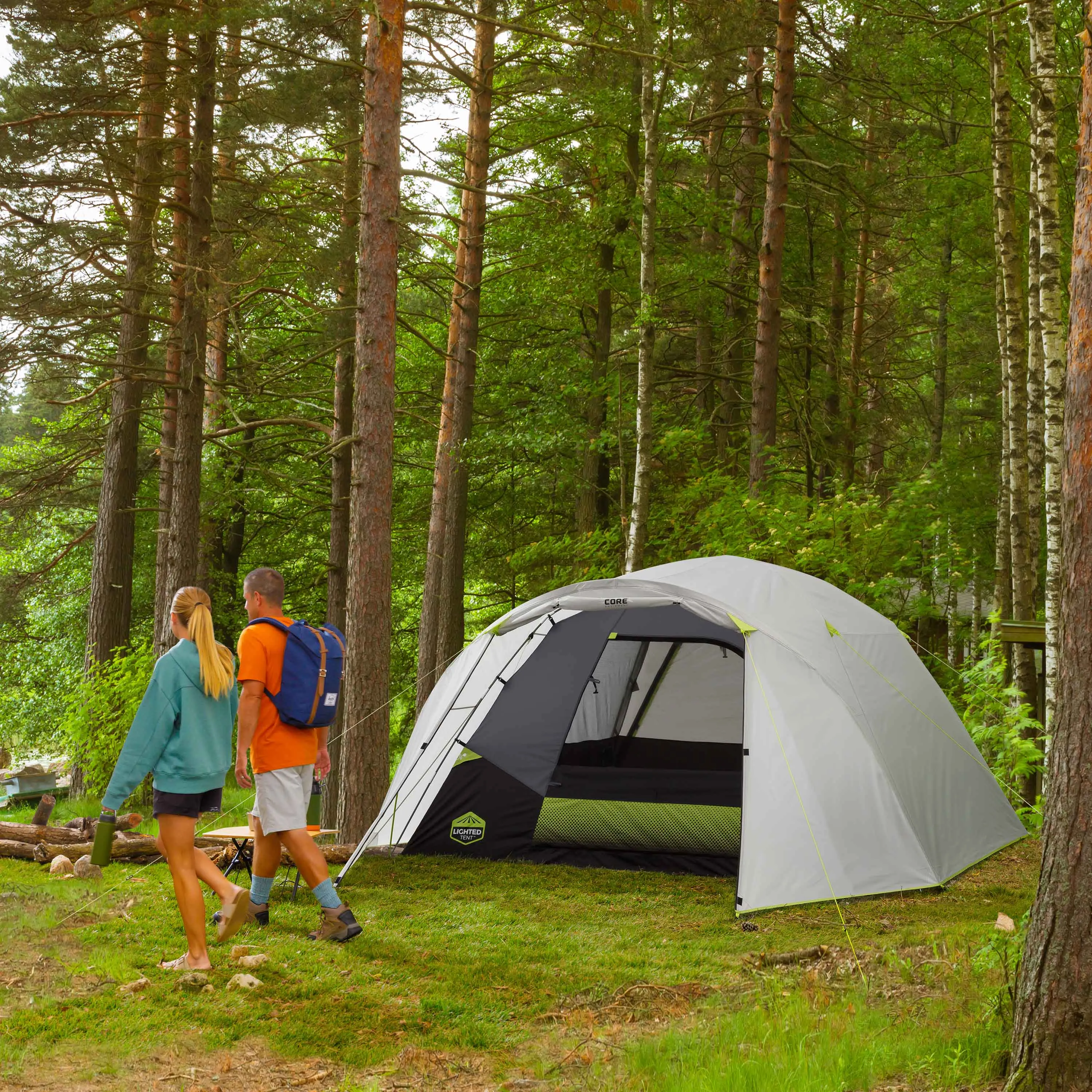 6 Person Lighted Dome Tent with Full Rainfly 10' x 9'