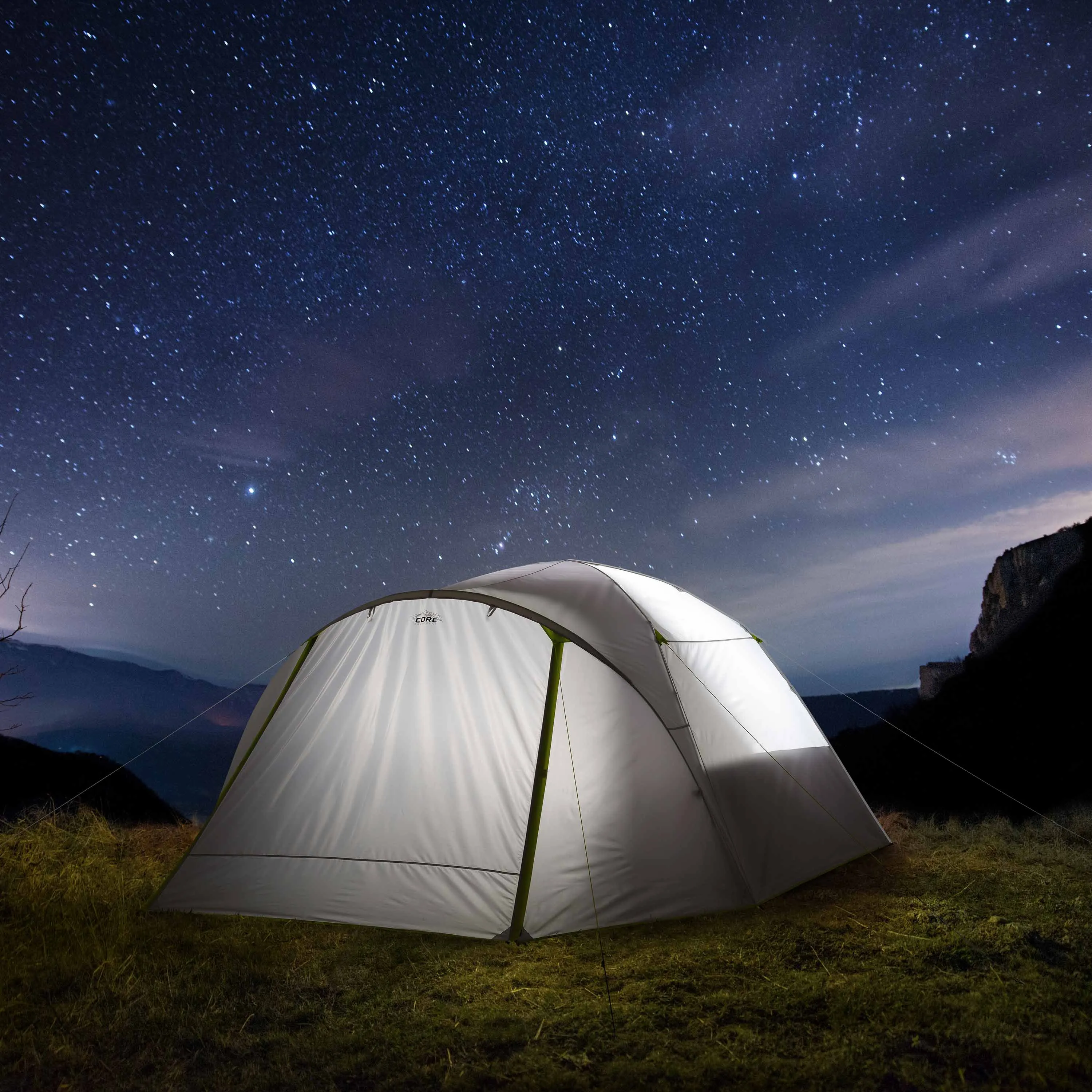 6 Person Lighted Dome Tent with Full Rainfly 10' x 9'