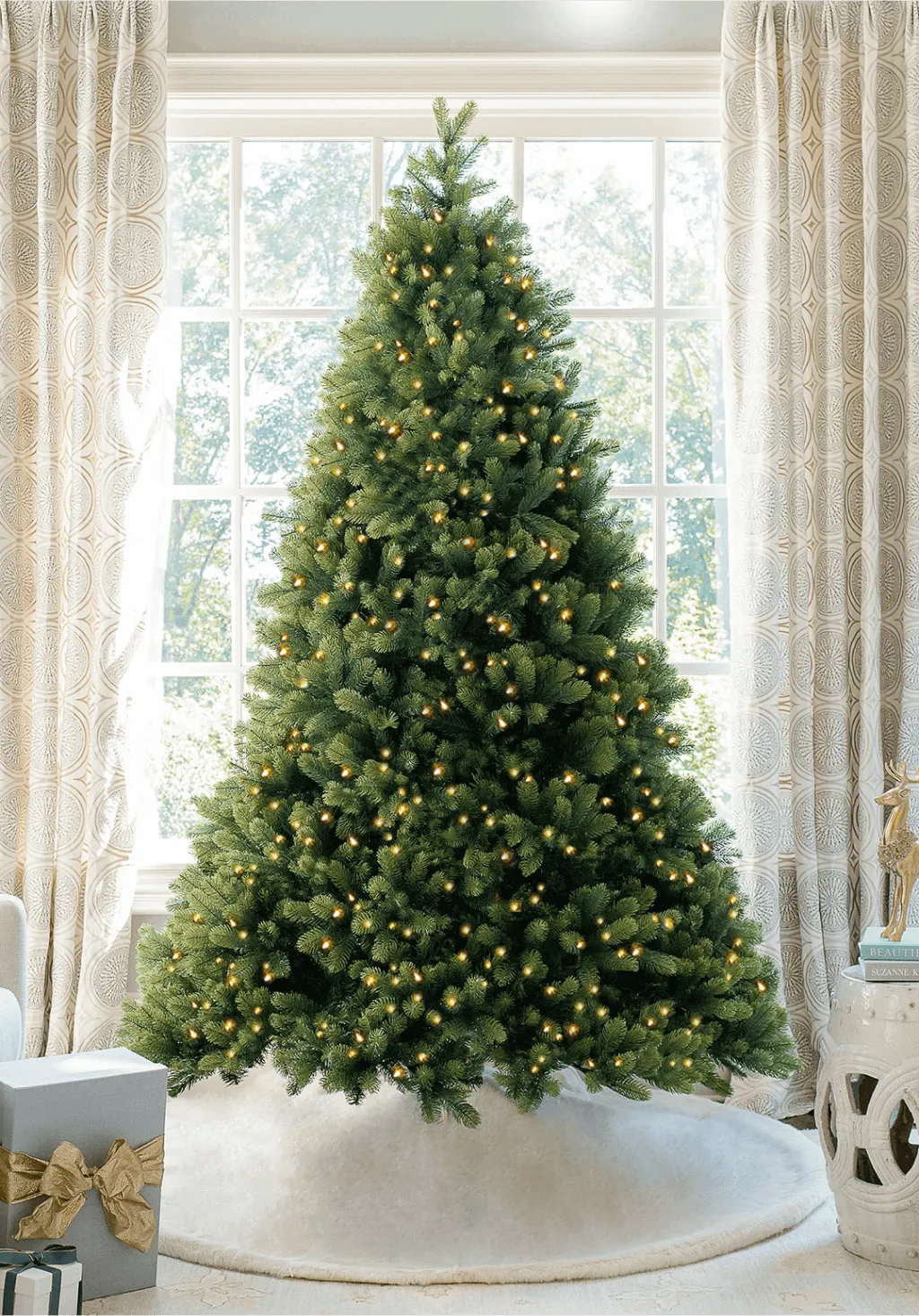 7.5' Royal Fir Artificial Christmas Tree with 1000 Warm White & Multi-Color LED Lights