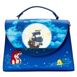 7" Disney : The Little Mermaid - Fireworks Glow in the Dark Faux Leather Crossbody Bag Loungefly