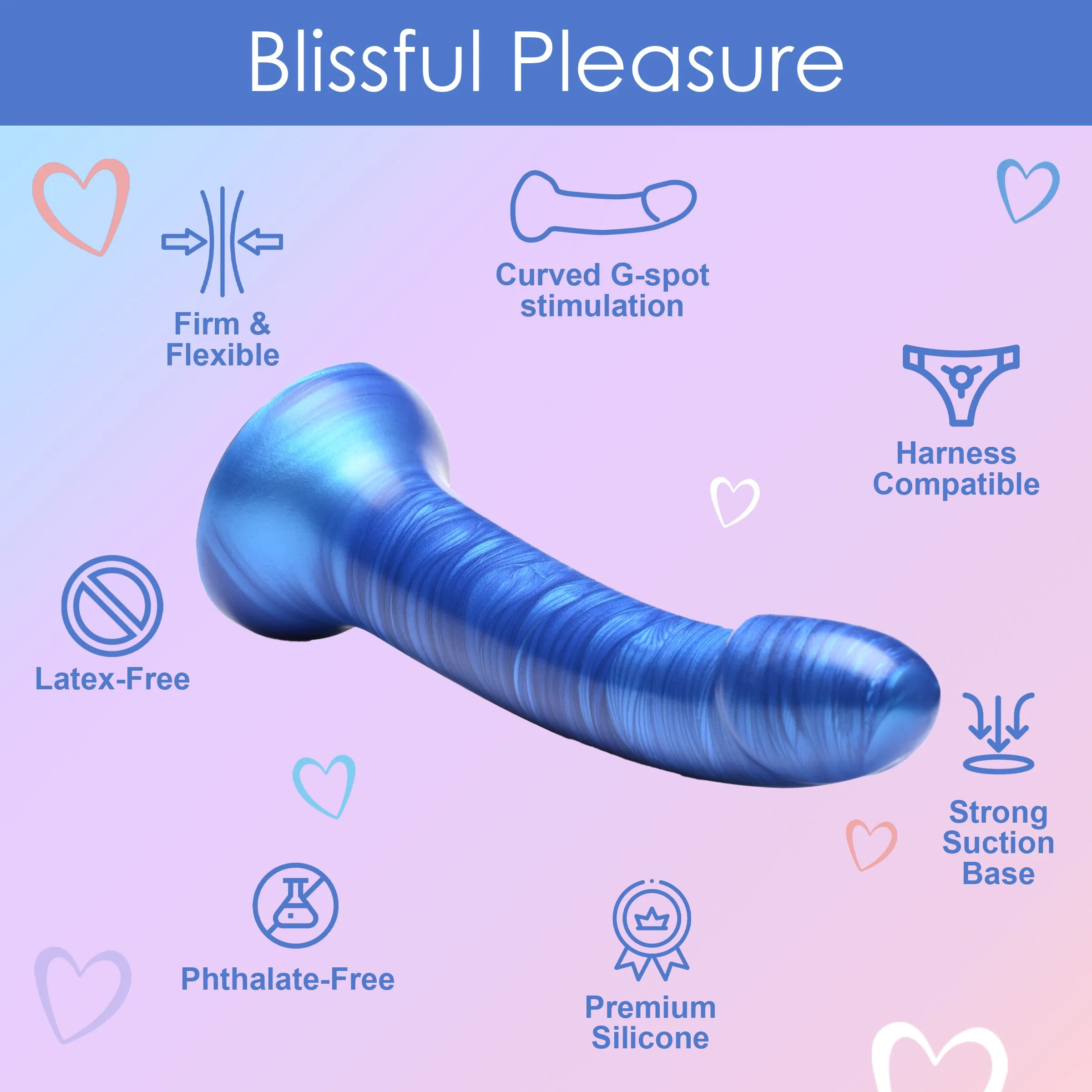 7" Metallic Silicone Dildo - Blue