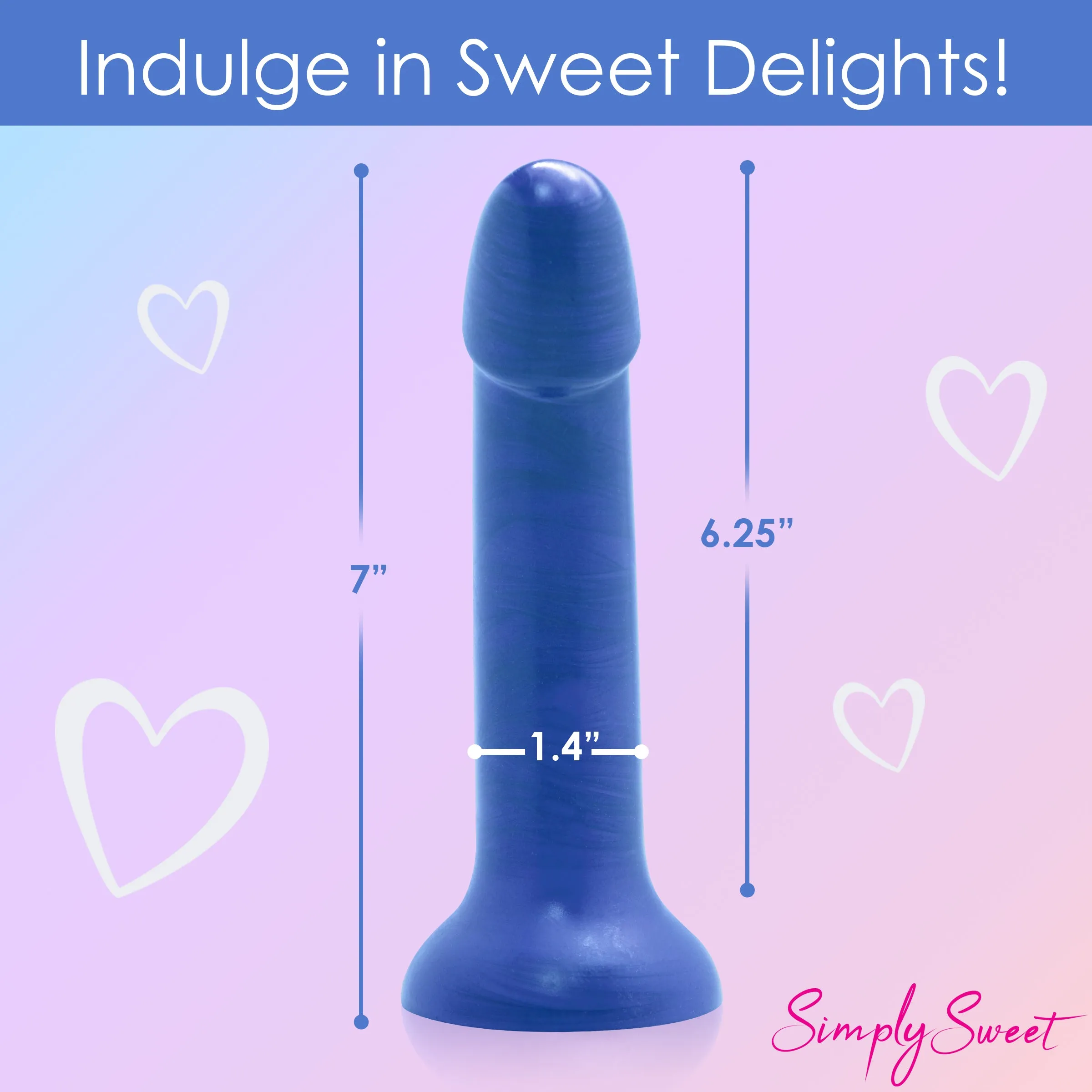 7" Metallic Silicone Dildo - Blue