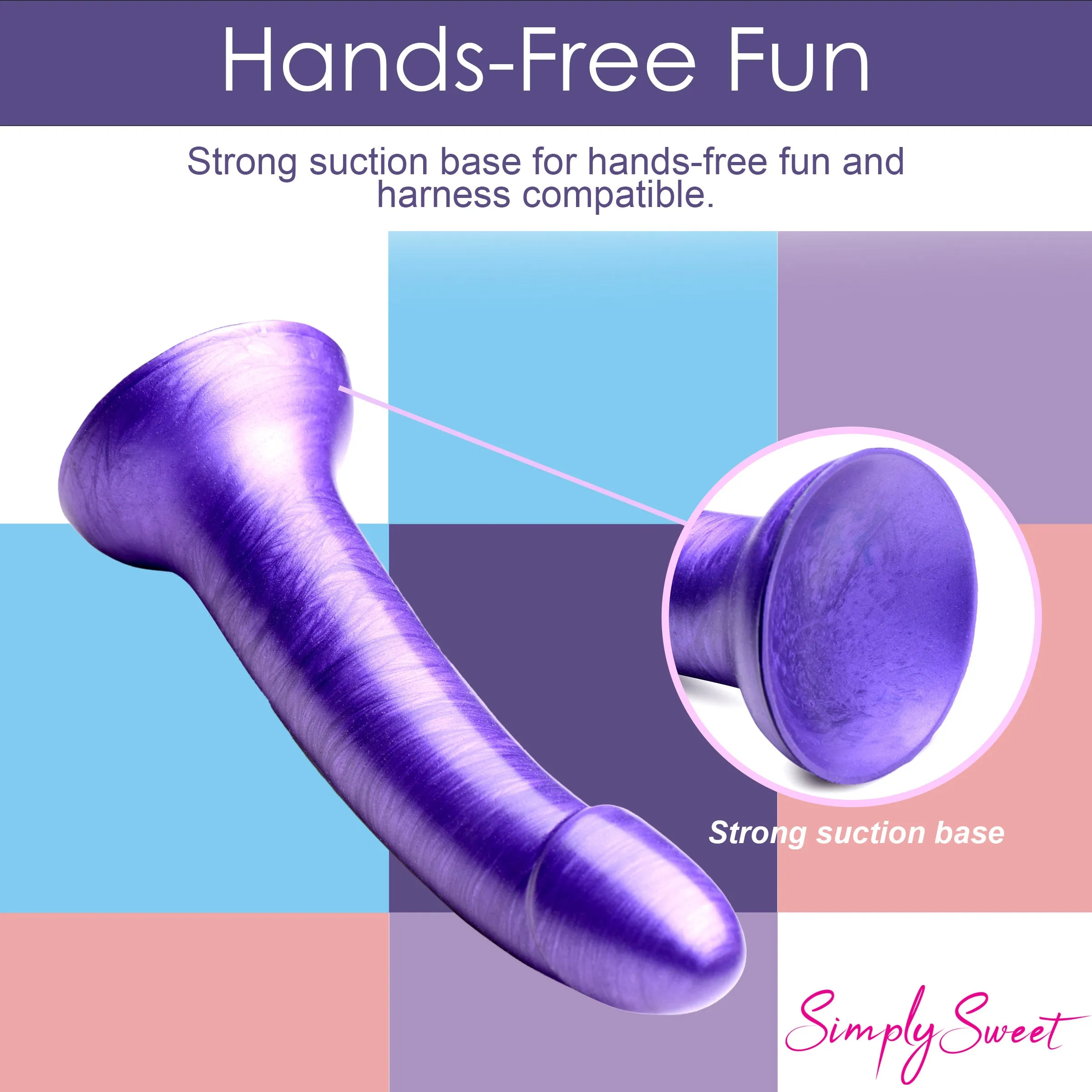 7" Metallic Silicone Dildo - Purple