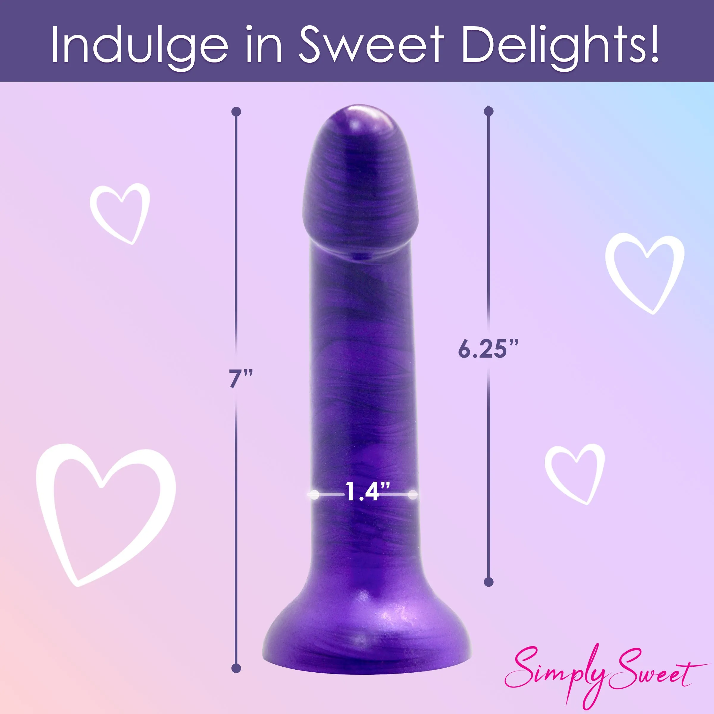 7" Metallic Silicone Dildo - Purple