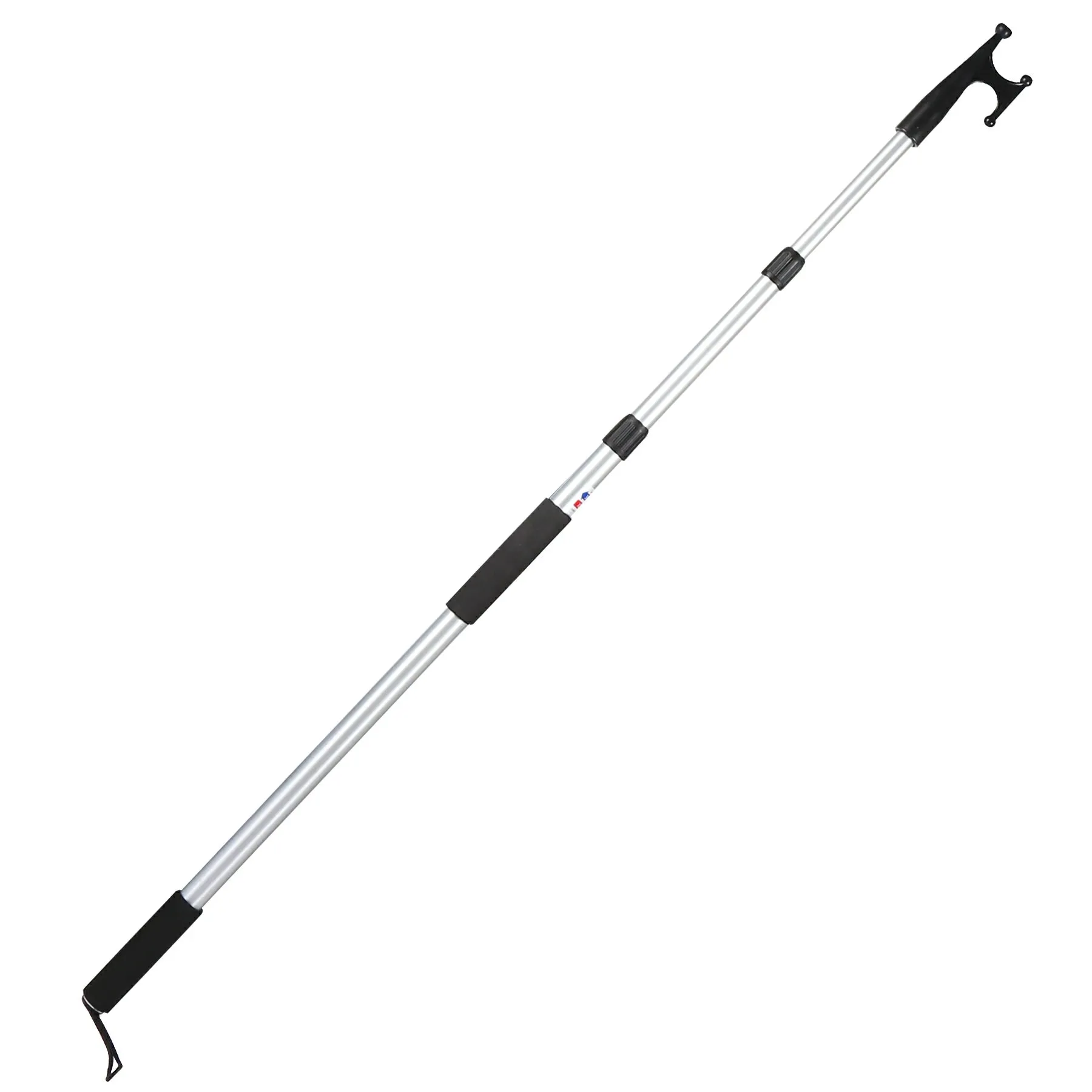 8ft/12ft Aluminum Extendable Telescopic Boat Hook For Docking, Black/Silver