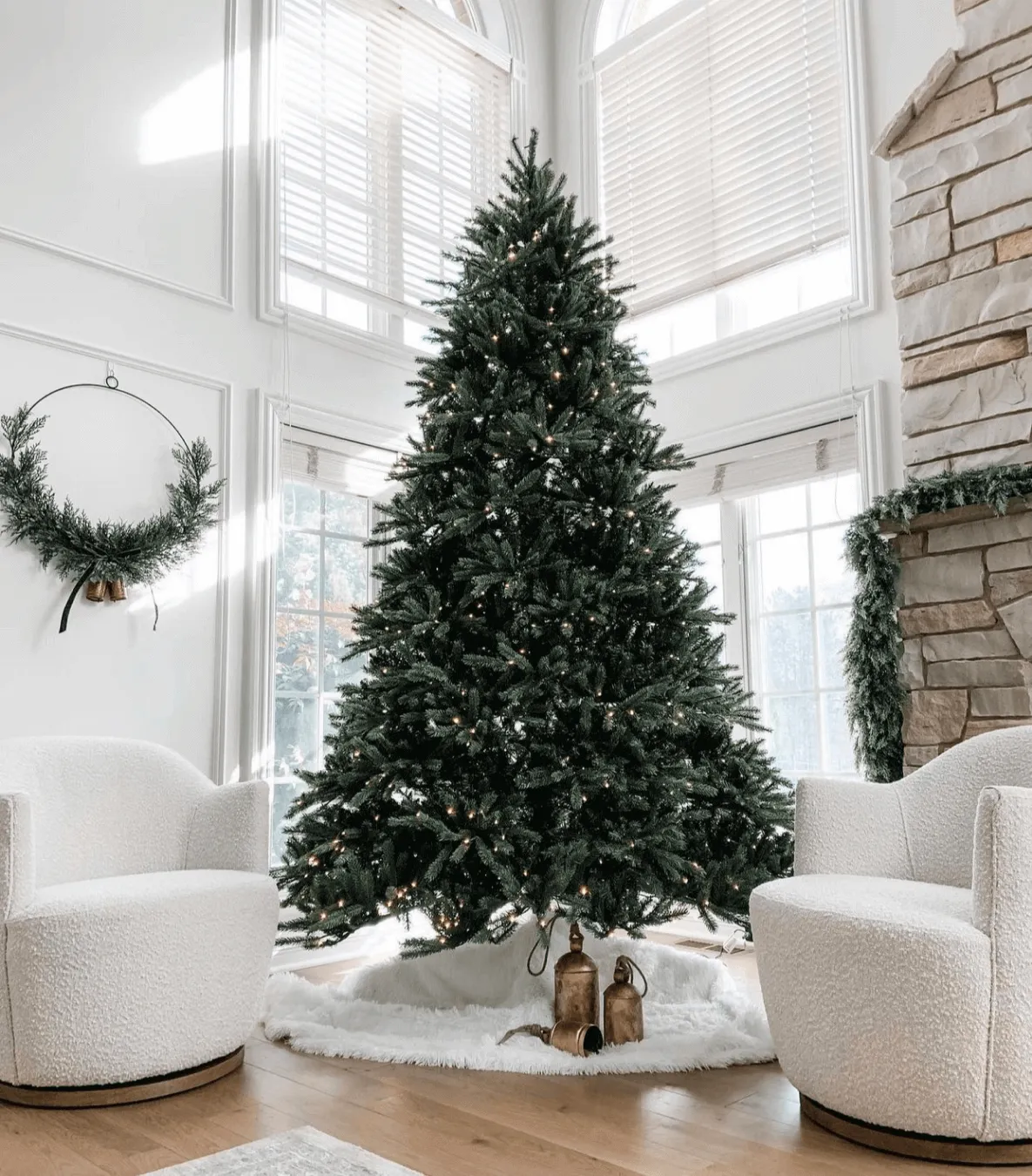 9' King Fraser Fir Artificial Christmas Tree with 1200 Warm White & Multi-Color LED Lights