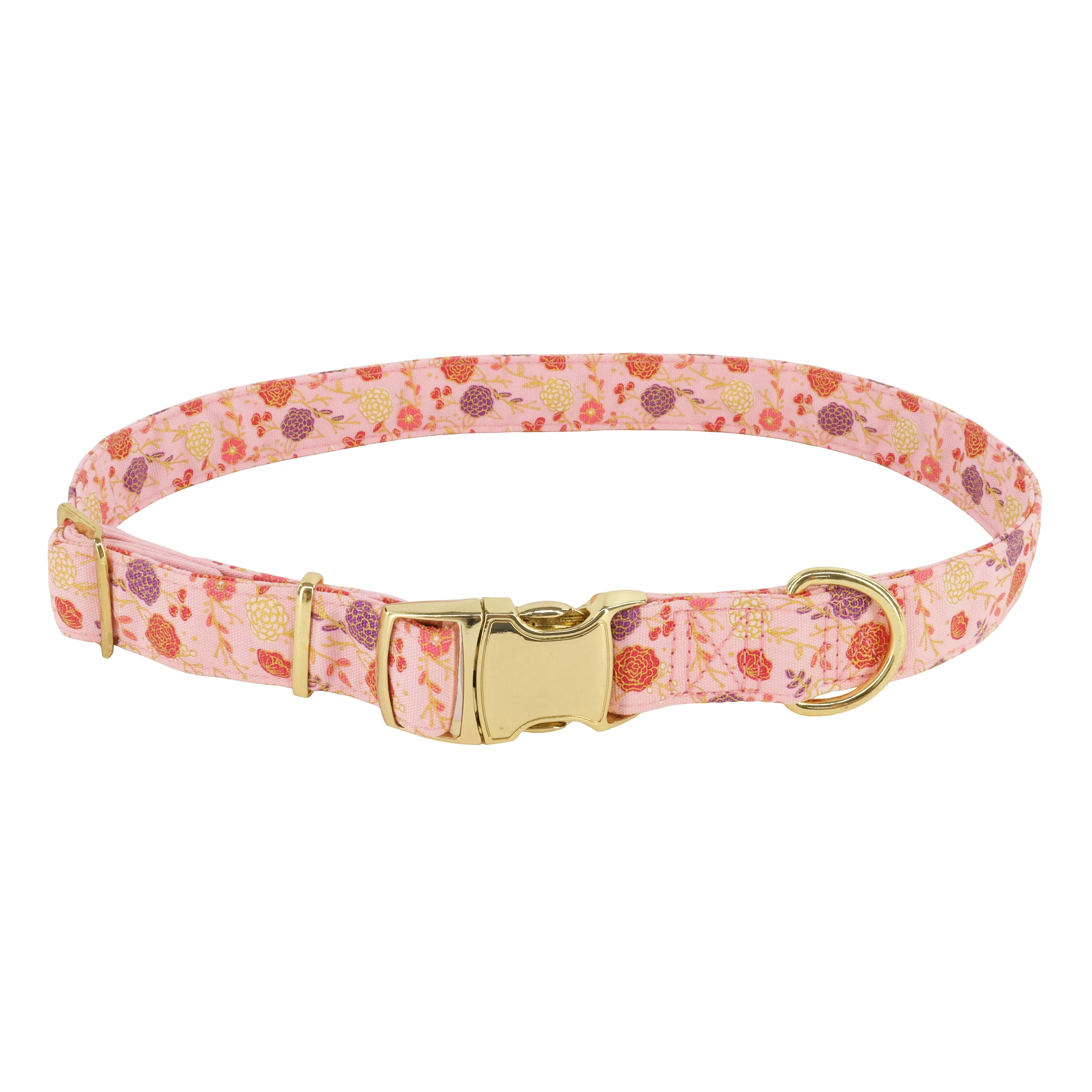 Accent Metallic Adjustable Dog Collar Pink Floral Large