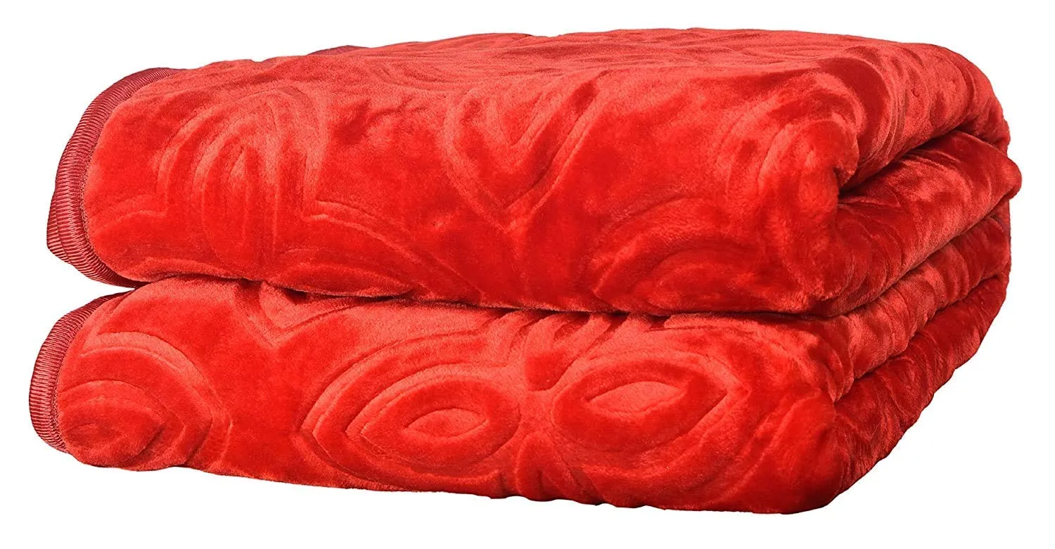 Akash Group Double Bed Mink Blanket King Size Heavy Winter Mink Soft AC Room Fleece All Weather Warm kambal -Red