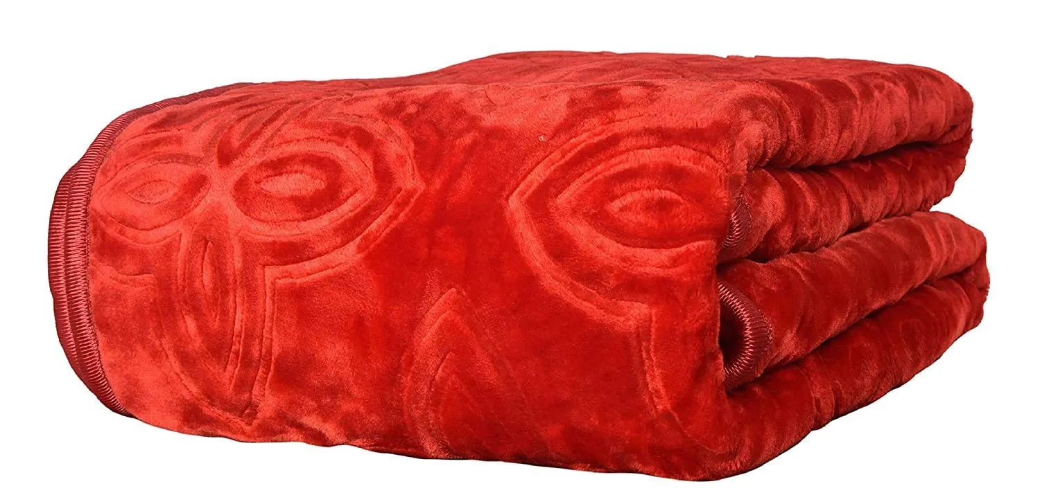 Akash Group Double Bed Mink Blanket King Size Heavy Winter Mink Soft AC Room Fleece All Weather Warm kambal -Red