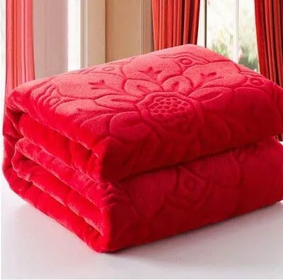 AQRATE Mink Double Bed Blanket for Winter- Red Double, reversible, Pack of 1