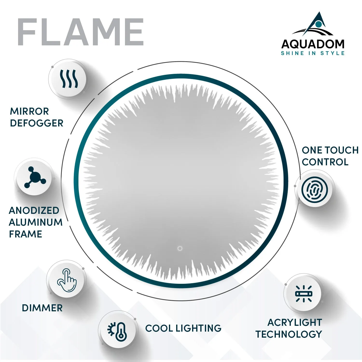 Aquadom Flame 30 Inches LED Lighted Bathroom Mirror