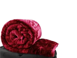 ARIVETS Super Soft Floral Embossed Printed Mink Single Bed Blanket for Winter, Ultrasoft & Cozy, Lightweight Ac Bed Blanket (Maroon, Double - 85x85 Inch)