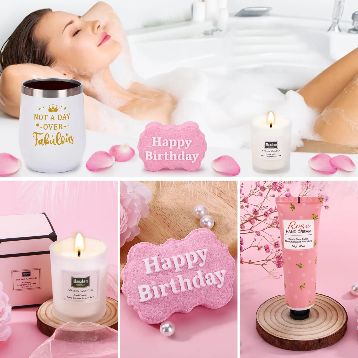 Birthday Gifts for Women, Happy Birthday Gifts for Her, Mom, Sister, Best Friend, Girlfriend, Coworker, Wife Bday Gift Ideas, Unique Relaxing Spa Birthday Gift Basket for Women Care Package w/Blanket