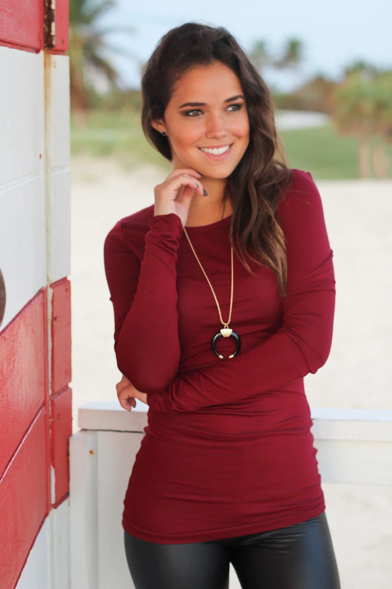 Burgundy Ruched Top