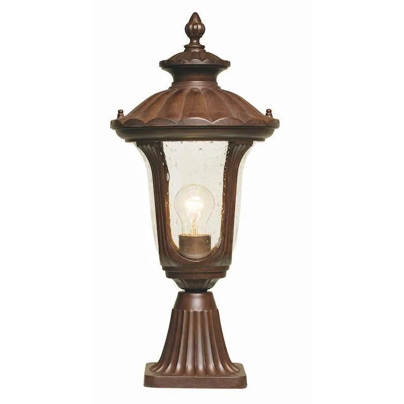 Chicago Rusty Bronze Patina Small Outdoor Pedestal Lantern