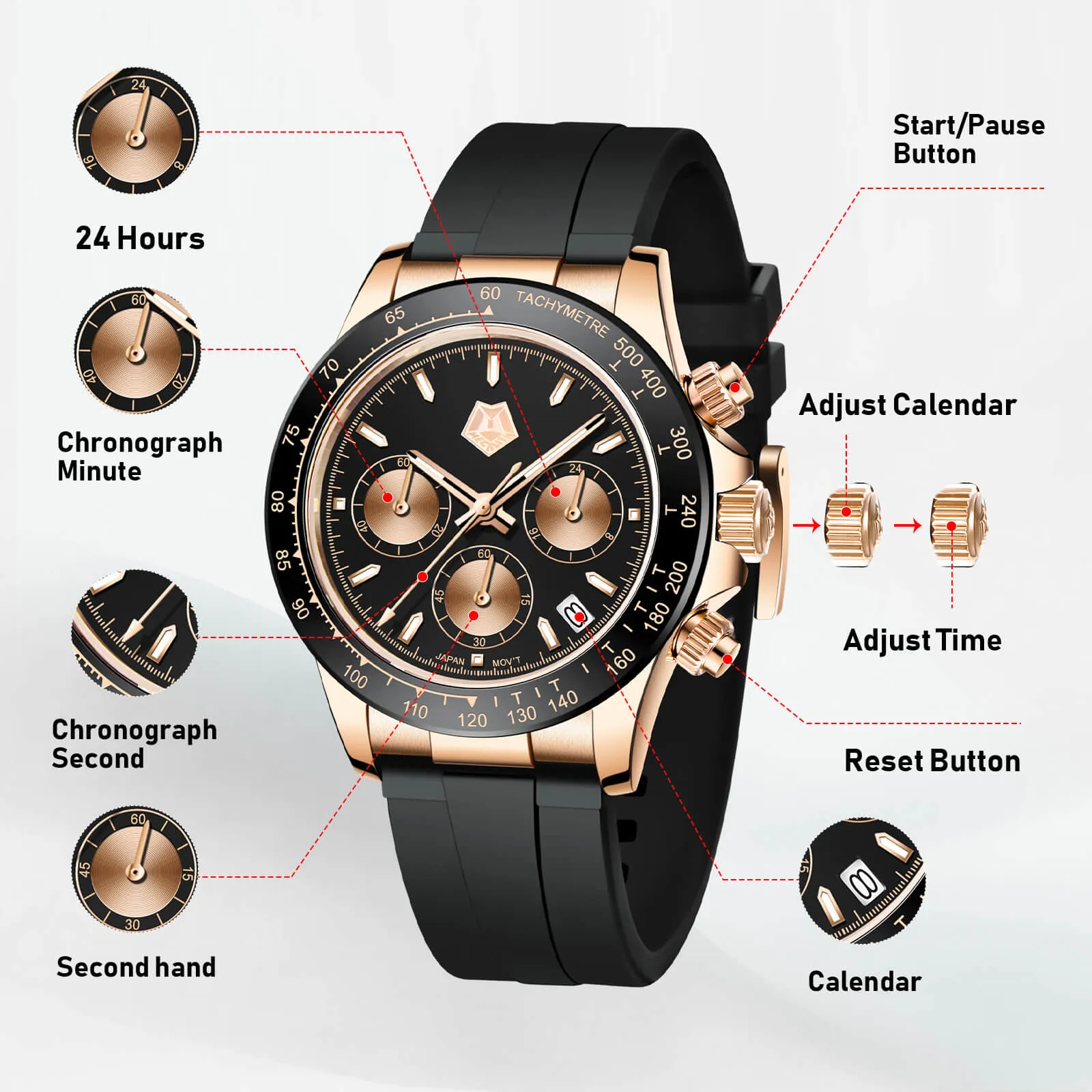 Chronograph Watch | Rubber Band | 8389M