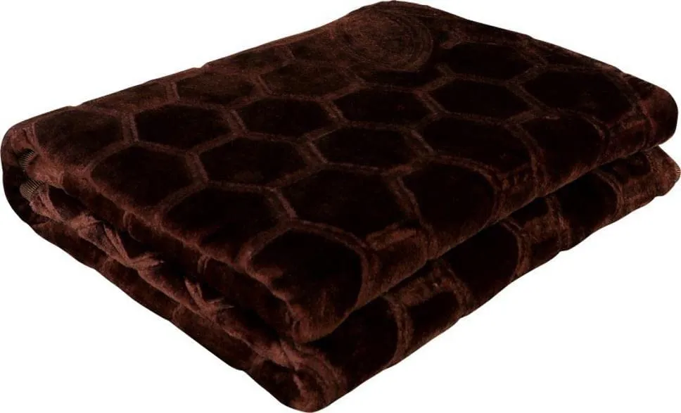 COMFORT PLANET 500 TC Velvet Floral Embossed Super Soft for Winter Heavy Single Bed Mink Blanket (Brown, Single Bed - 85x60 Inch)