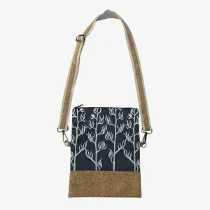 Cork & Fabric Bag - Harakeke White on Grey