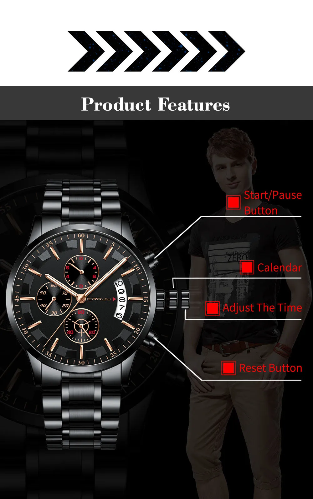 Fashion Men Watches Male Top Brand Luxury Quartz Watch Men Casual Waterproof Sports WristWatch