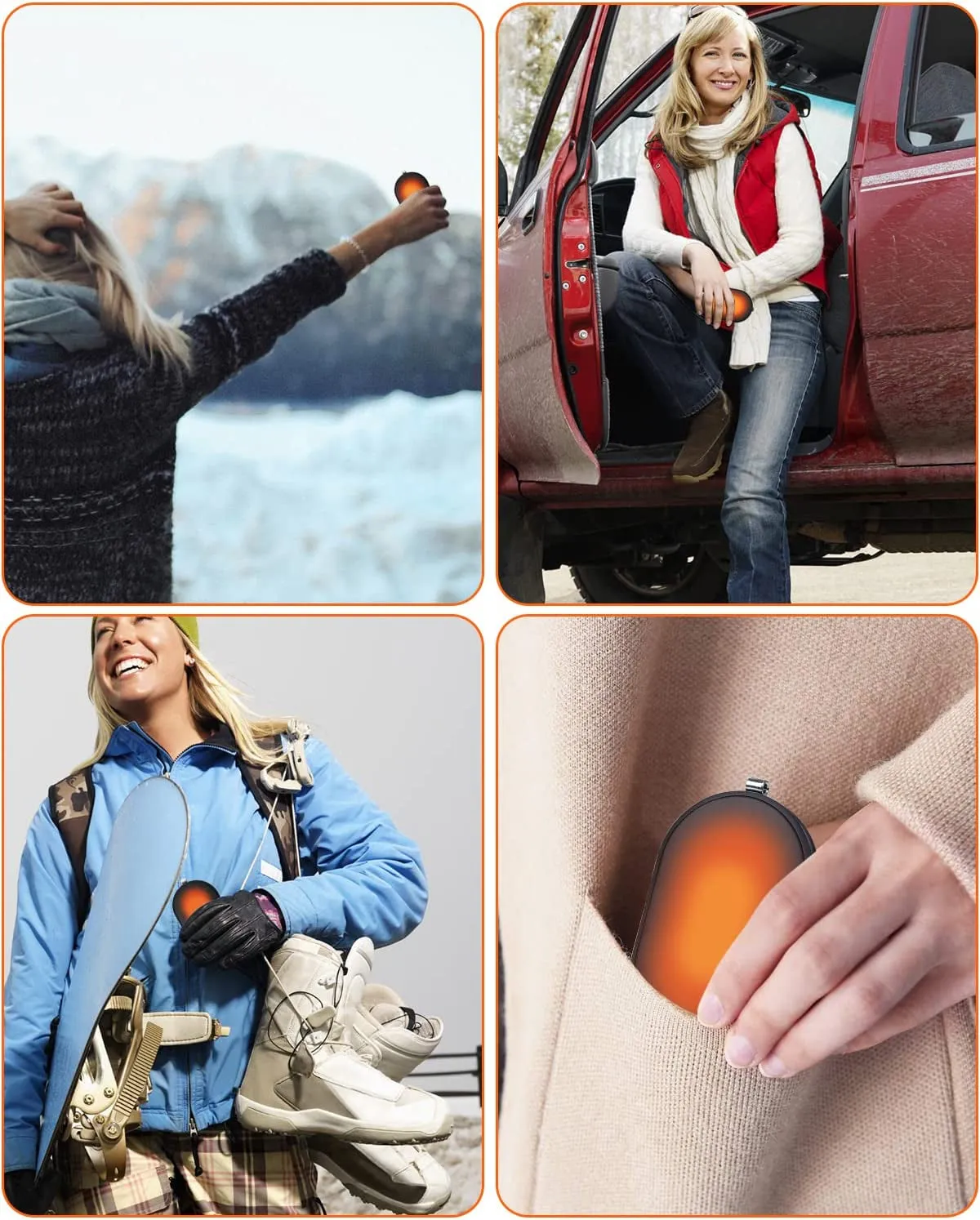 Hand Warmer Rechargeable 5200Mah Electric Handwarmer Reusable USB Pocket Hand Heater Portable Power Bank, Warm Gift for Winter Outdoor Sports Women Men, Double-Sided, Fast Heating, 2 Levels