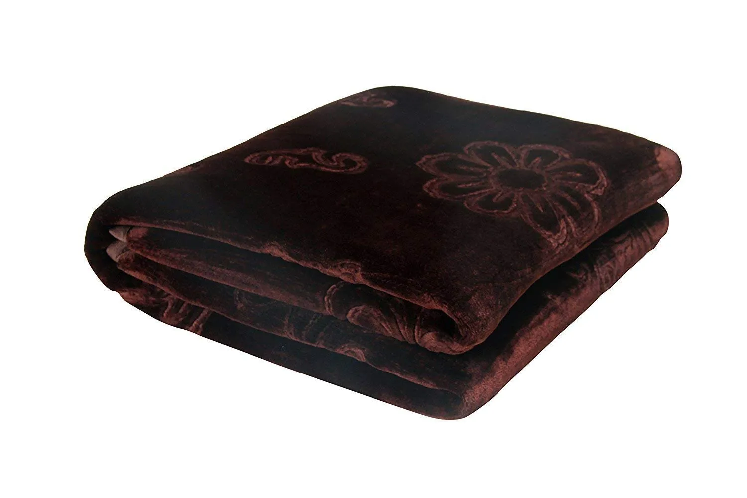 HOMECRUST Embossed Blankets Solid Colour Ultra Soft Floral Single Bed Light Mink Winter Blanket 152x218 cms (Coffee)