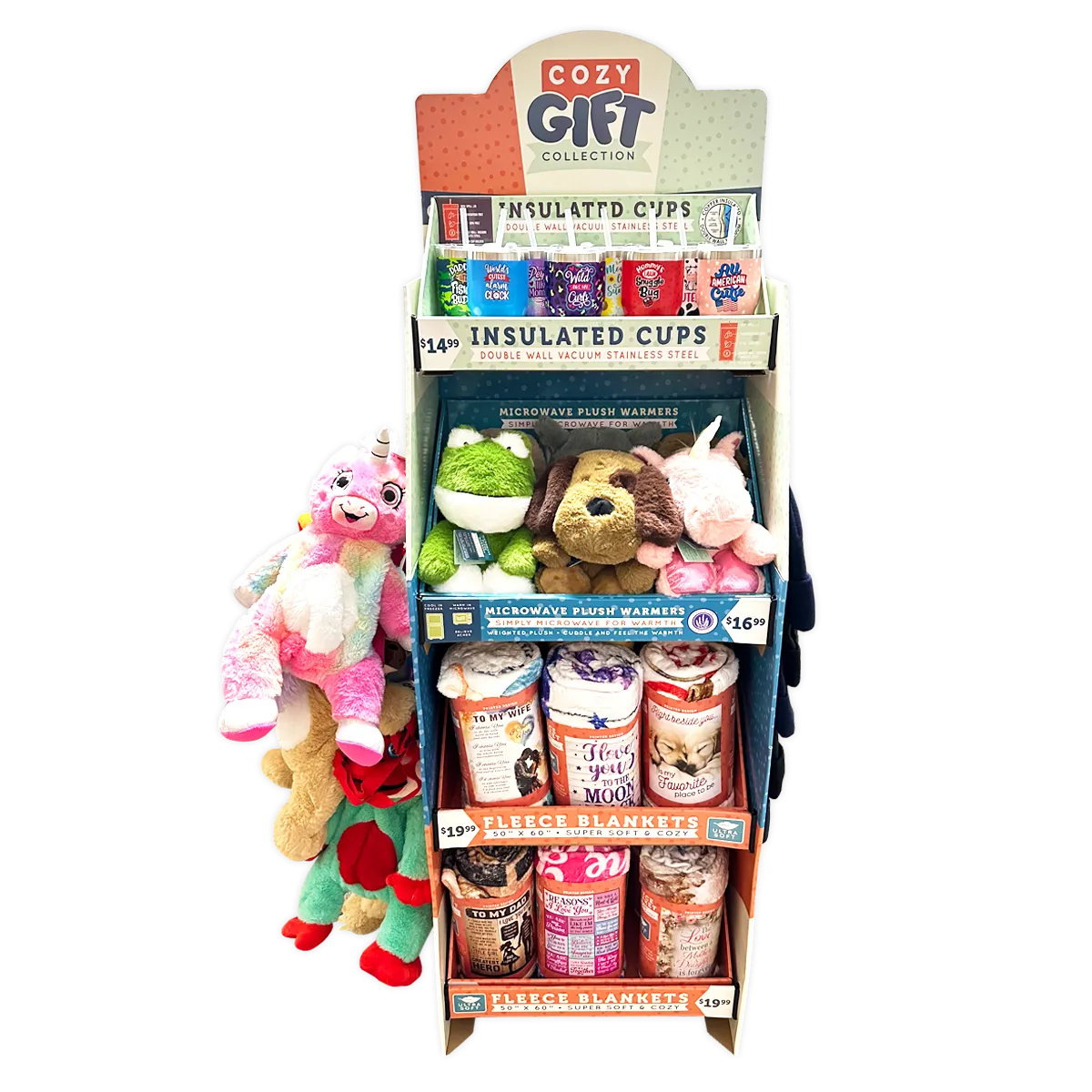 Hug 'N Sip Cup Plush Assortment Floor Display - 38 Pieces Per Retail Ready Display 88565