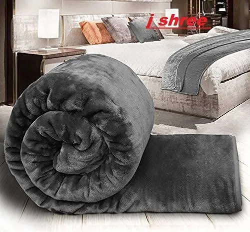 J SHREE Double Bed Mink Blanket for AC, Winter, Comfy Blanket Pack of 1 (GREY, DOUBLE BED)