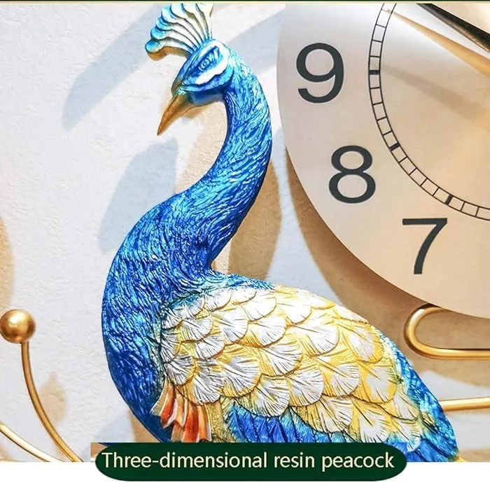 KEYOZA Peacock Wall Clock Crystal Diamond Wall Clock Decor Creative Fashion Large Silent Non-Ticking Elegant Modern Decoration Personality Clock for Living Room, Bedroom, Study Hallway (65cm * 93cm)