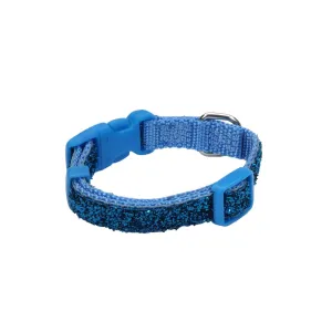 Li'l Pals Adjustable Dog Collar with Glitter Overlay, Blue, Petite X-Small