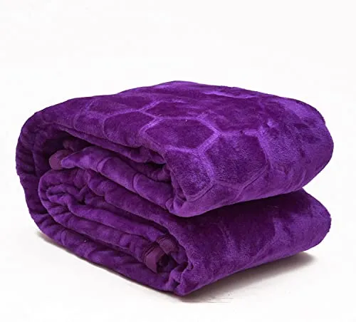 Mehlawat 500 TC Floral Embossed Mink Blanket for Single Bed Blanket | Ultrasoft & Lightweight Solid Ac Blanket for Winter & Mild Winter Sofa, Couch, Bedroom (Purple, Single - 85x56 Inch)