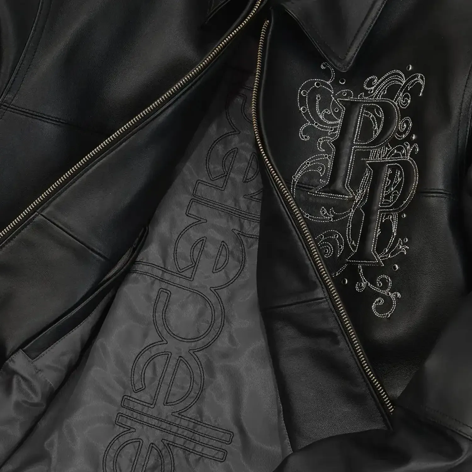 Men's Shoulder Crest Leather Jacket