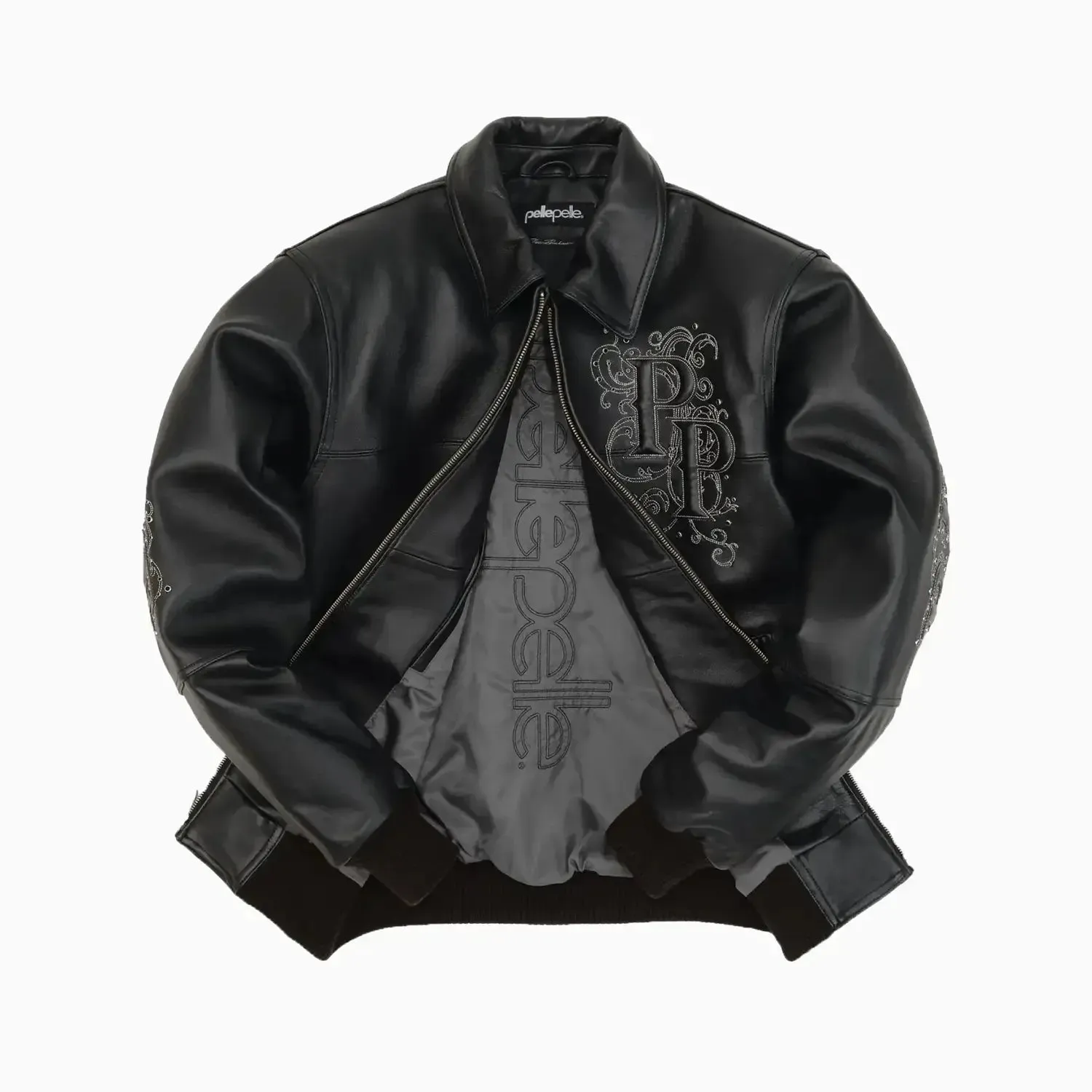 Men's Shoulder Crest Leather Jacket