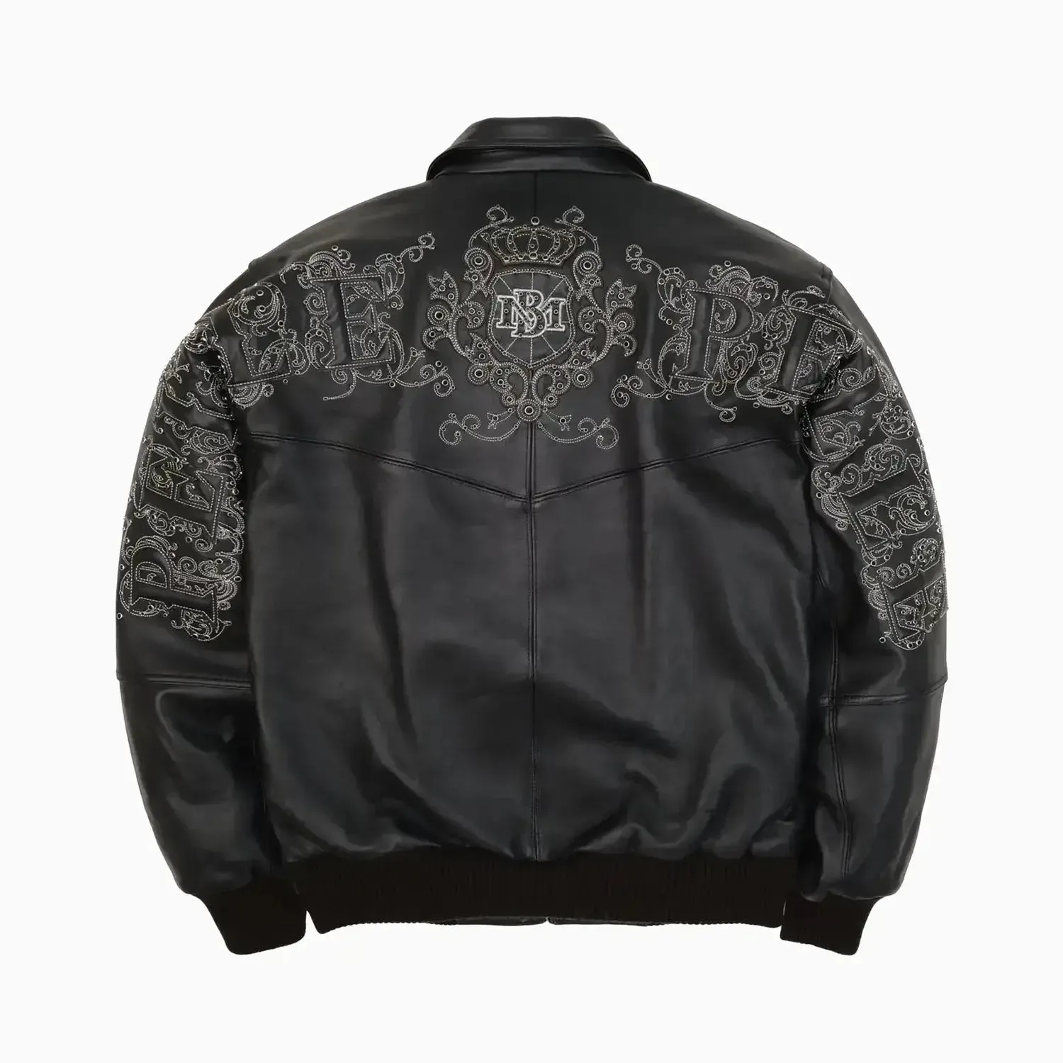 Men's Shoulder Crest Leather Jacket