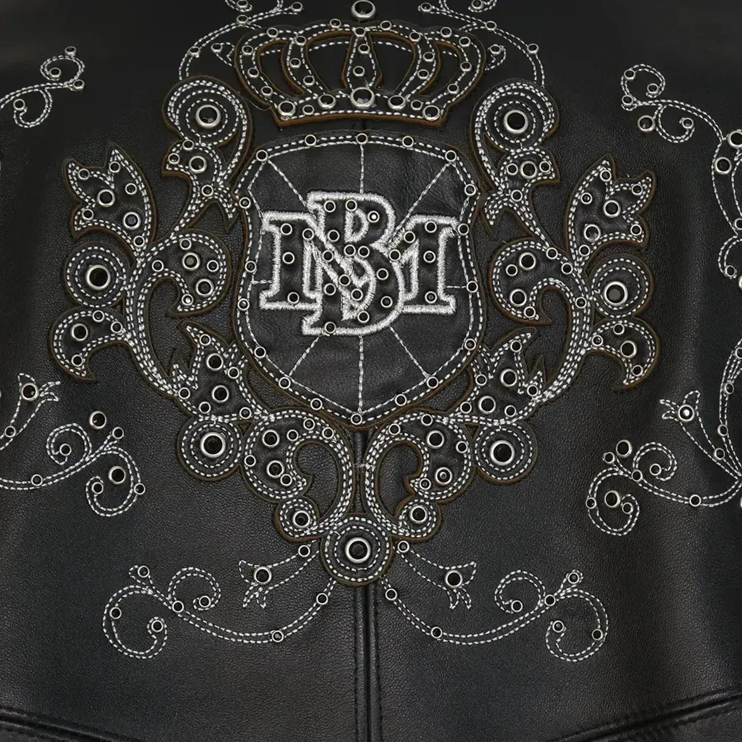 Men's Shoulder Crest Leather Jacket