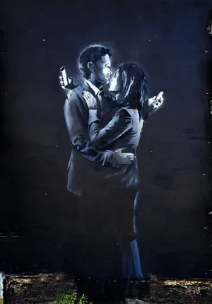 Mobile Lovers – Banksy – Pop Art Painting - Art Prints