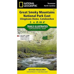 National Geographic Great Smoky Mountains National Park East: Clingmans Dome, Cataloochee Map